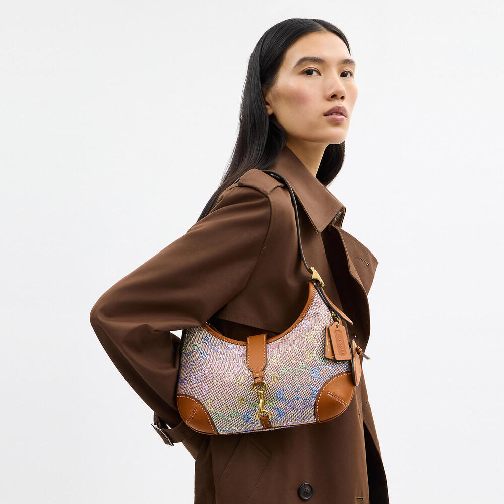 Coach Hobo in Multicolor Signature Canvas with Saddle Brown Leather Trim - Picture 2 of 16